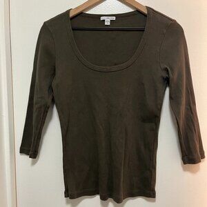 James Perse green 3/4 sleeve shirt